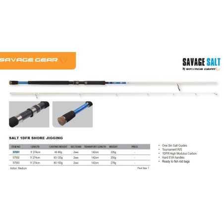 Palica SALT 1DFR Shore Jigging 9' 274cm 40-80gr 2-del SAVAGE GEAR