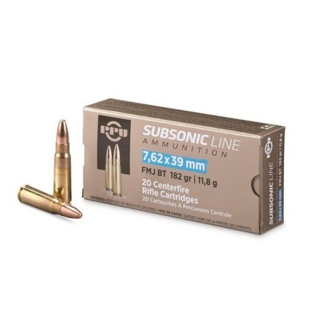 Naboji 7,62x39 Subsonic FMJ BT 11,8g (182gr) A-679 (20kos) PPU
