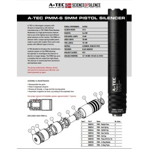 Dušilec A-Tec PMM-6 9 mm - 1/2"-28 UNEF - Fast bakstykke