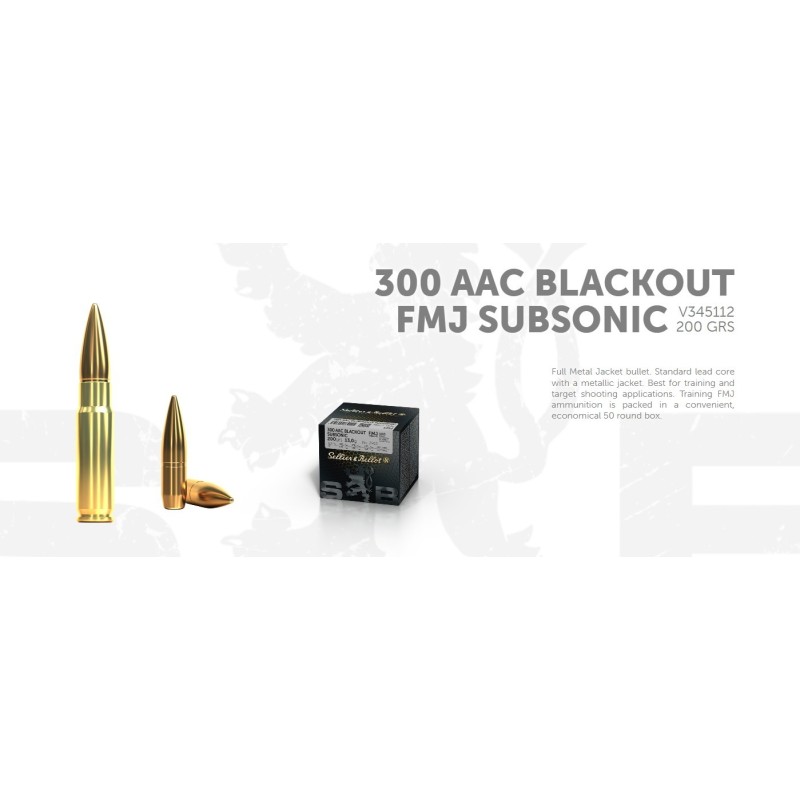 Naboji S&B .300 AAC FMJ Subsonic 13g (100)