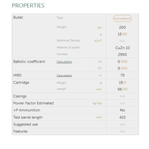 Naboji S&B .300 AAC FMJ Subsonic 13g (100)