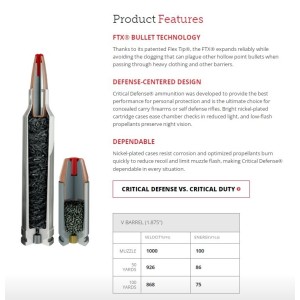 Naboji .22 WMR 45gr FTX Critical Defense Hornady (50)