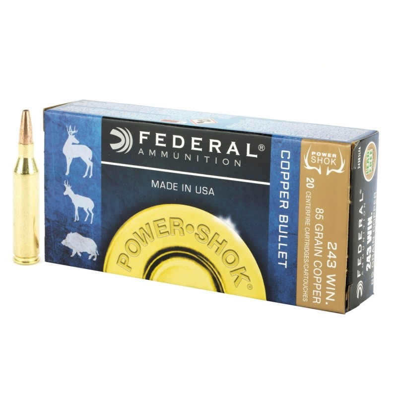Federal power shok .243 win 5,50g/85grain copper solid