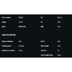 Naboji rws .30-06 Driven Hunt 10,7g (20)