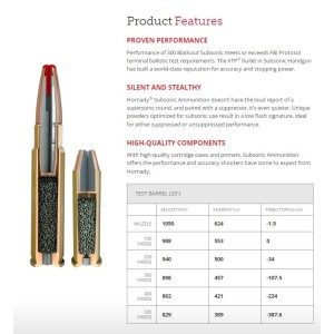 Naboji Hornady 7,62x39 Sub-X 255gr Subsonic (20)