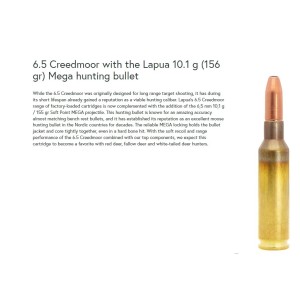 Naboji 6,5 Creedmoor 10,1g / 156gr Mega SP, Lapua (20)