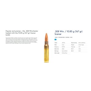 Naboji Lapua .308 Win 10,85g/167gr Scenar OTM, Lapua (50)