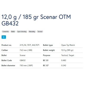 Krogla .30 (7,83/.308) 12,0g /185gr OTM Scenar Lapua (100)