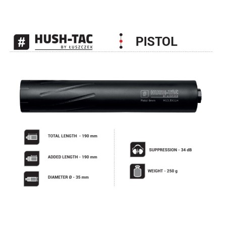 Dušilec Pistol kal. 9mm M13,5x1L, Hush-Tac