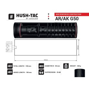 Dušilec AR/AK G50 kal. max 5,6mm (.223) 1/2x28, Hush-Tac