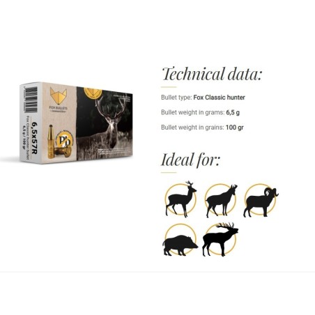 Naboji 6,5x57R 6,5g/100gr FOX (20)