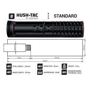Dušilec Standard kal. 6,5mm 5/8x24, Hush-Tac