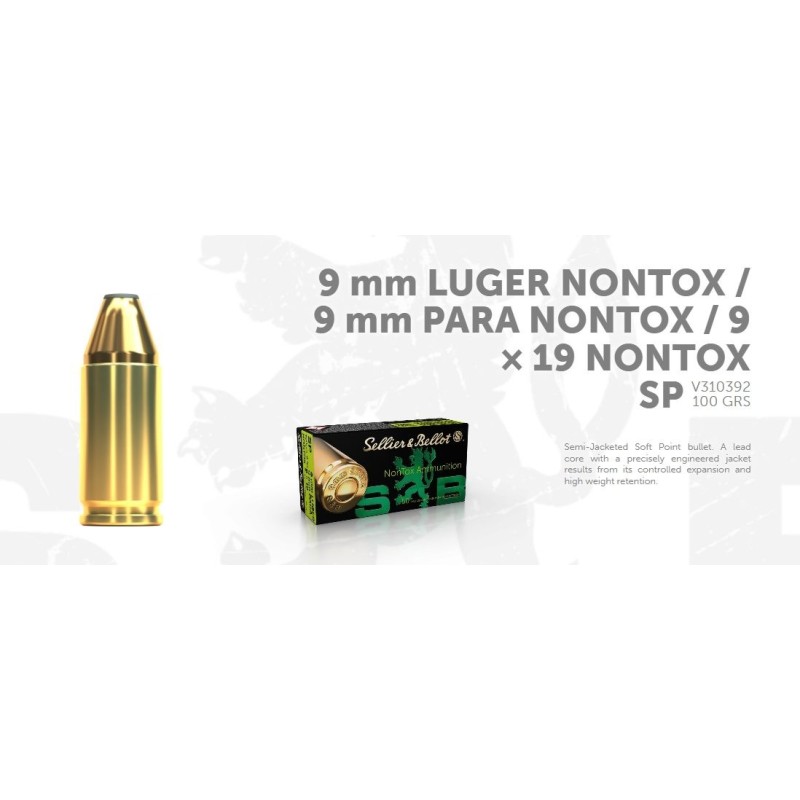 Naboji 9x19 Nontox 6,5g SP, Sellier&Bellot (50)