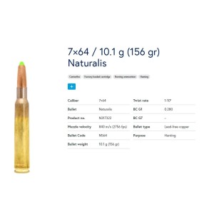 Naboji 7x64 Naturalis 10,1g /156gr, Lapua (20)