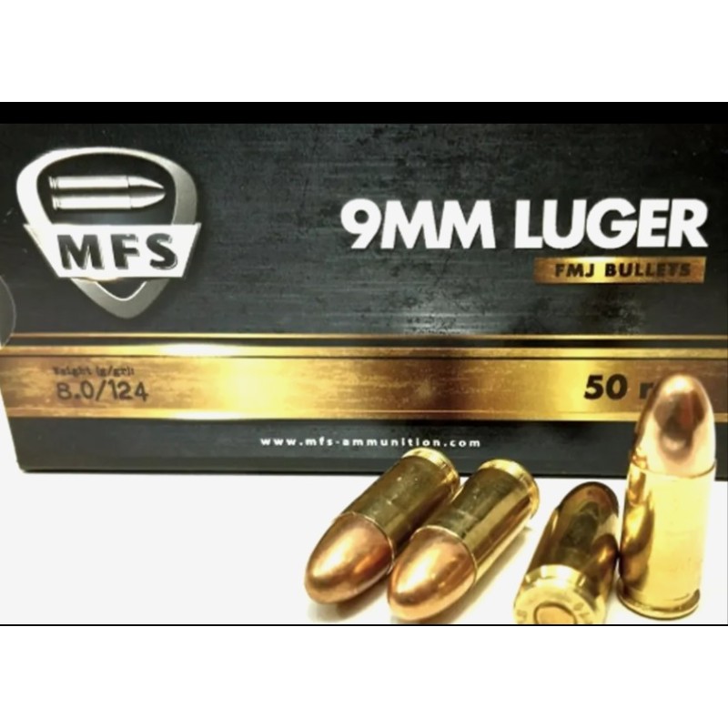 Naboji MFS 9x19 Luger FMJ 8,0g 355m/s (50) Geco