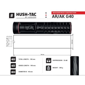 Dušilec AR/AK G40 kal. max 9mm 1/2x28, Hush-Tac