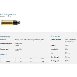 Naboji .22 Target pistol RWS 2,6gr (50)