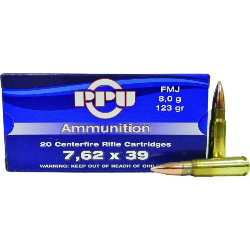 Naboji 7,62x39 FMJ 8,0g (123gr) A-041 (20kos) PPU