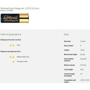 Naboji rtw semi magnum12/70 3,0mm Nr.5 Črna UM