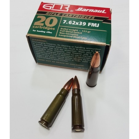 Naboji 7,62x39 123gr FMJ Barnaul (20) kovinska,lakirana