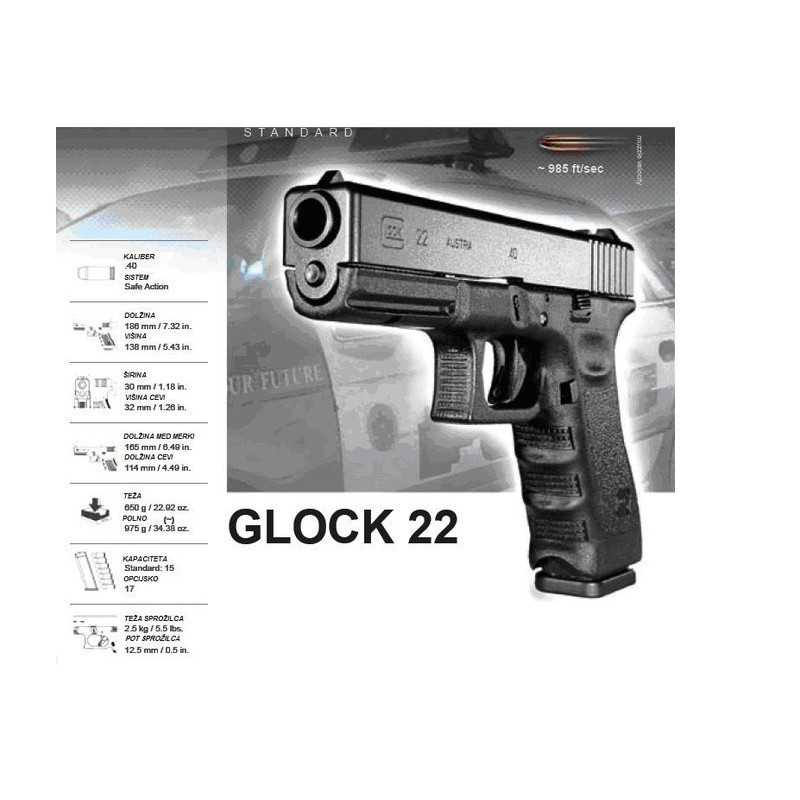 Pištola Glock G22 Gen. 4, 9x19