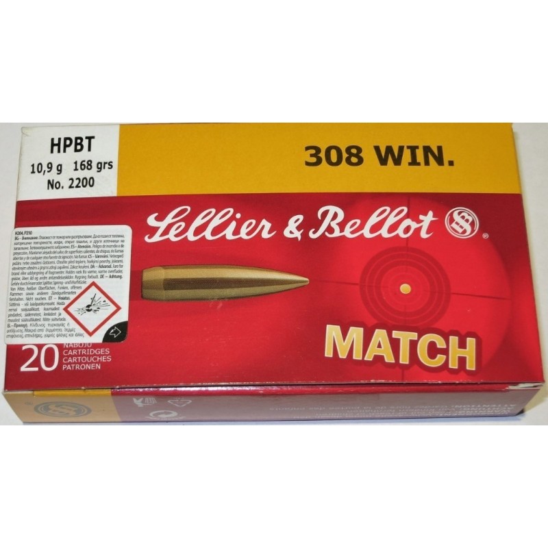 Naboji .308 HPBT MACTH 10,9g  S&B 168gr (20)