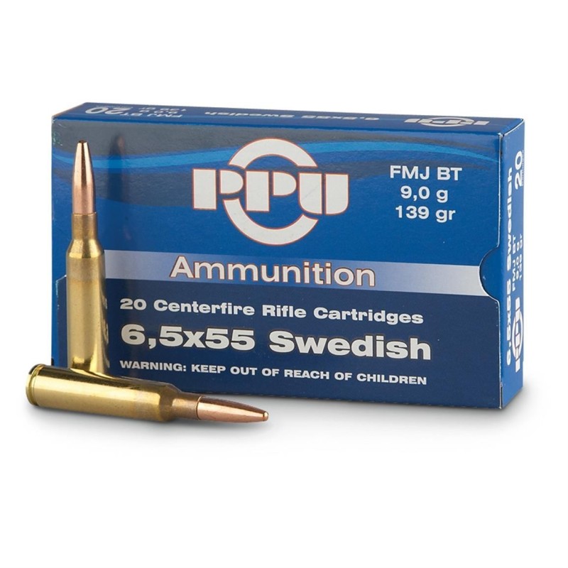 Naboj 6,5x55 SW FMJ BT 9g (139gr) PPU A-083 20/1