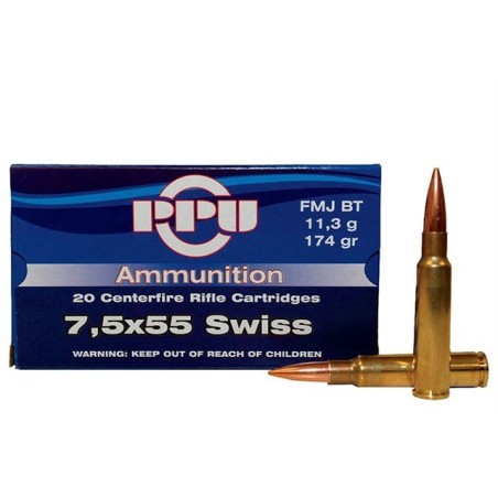 Naboji 7,5x55 Swiss FMJ BT 11,3g (174gr) PPU A- 345 20/1