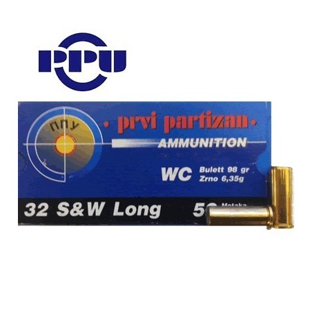 Naboj .32 S&W Long WC 6,35g (98gr) PPU A-298 (50)