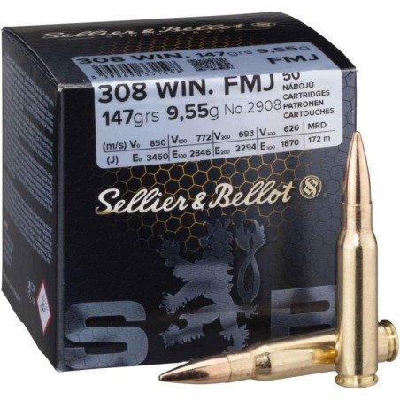 NABOJI .308 win FMJ 9,55g (50) Sellier & Bellot