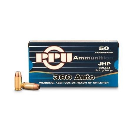 Naboji .380 Auto (9x17, kratka 9) JHP 6,1g (94gr) A-145 (50kos) PPU